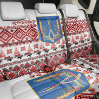 Ukraine Merry Christmas Back Car Seat Cover Ukraine Emblem and Vyshyvanka Xmas Style - Wonder Print Shop