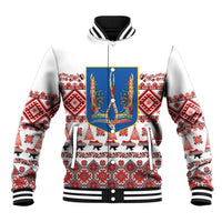 Ukraine Merry Christmas Baseball Jacket Ukraine Emblem and Vyshyvanka Xmas Style - Wonder Print Shop