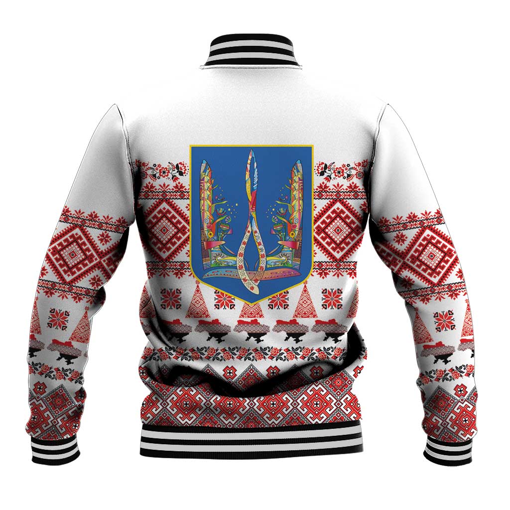 Ukraine Merry Christmas Baseball Jacket Ukraine Emblem and Vyshyvanka Xmas Style - Wonder Print Shop