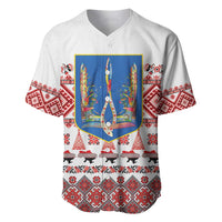 Ukraine Merry Christmas Baseball Jersey Ukraine Emblem and Vyshyvanka Xmas Style - Wonder Print Shop
