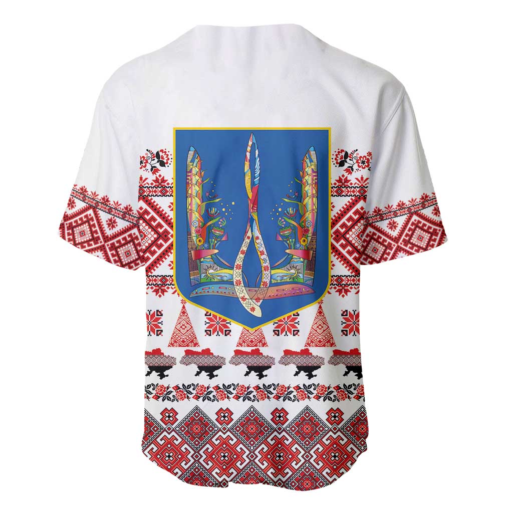 Ukraine Merry Christmas Baseball Jersey Ukraine Emblem and Vyshyvanka Xmas Style - Wonder Print Shop
