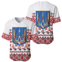 Ukraine Merry Christmas Baseball Jersey Ukraine Emblem and Vyshyvanka Xmas Style - Wonder Print Shop