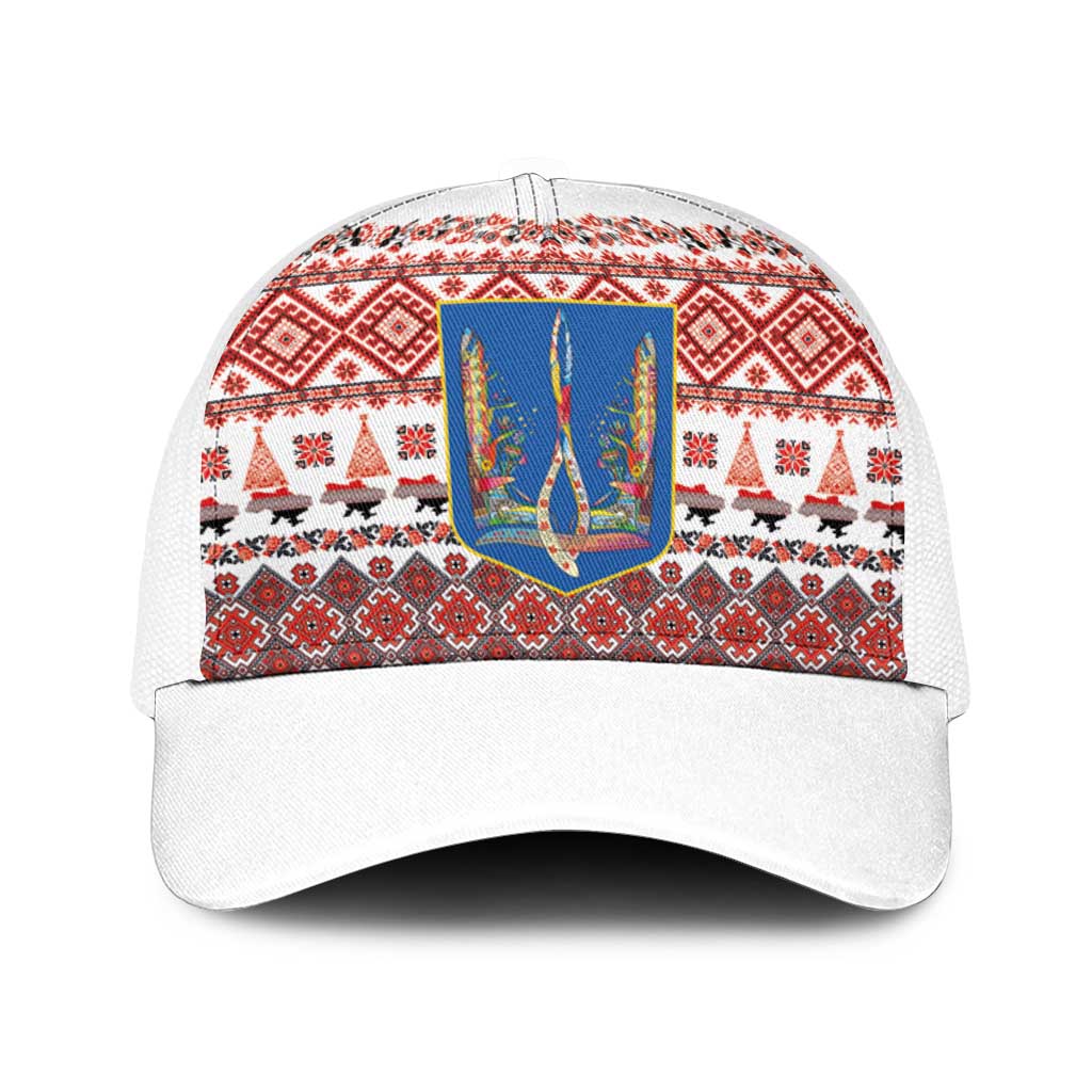 Ukraine Merry Christmas Baseball Net Cap Ukraine Emblem and Vyshyvanka Xmas Style - Wonder Print Shop