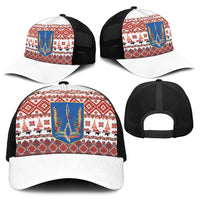 Ukraine Merry Christmas Baseball Net Cap Ukraine Emblem and Vyshyvanka Xmas Style - Wonder Print Shop