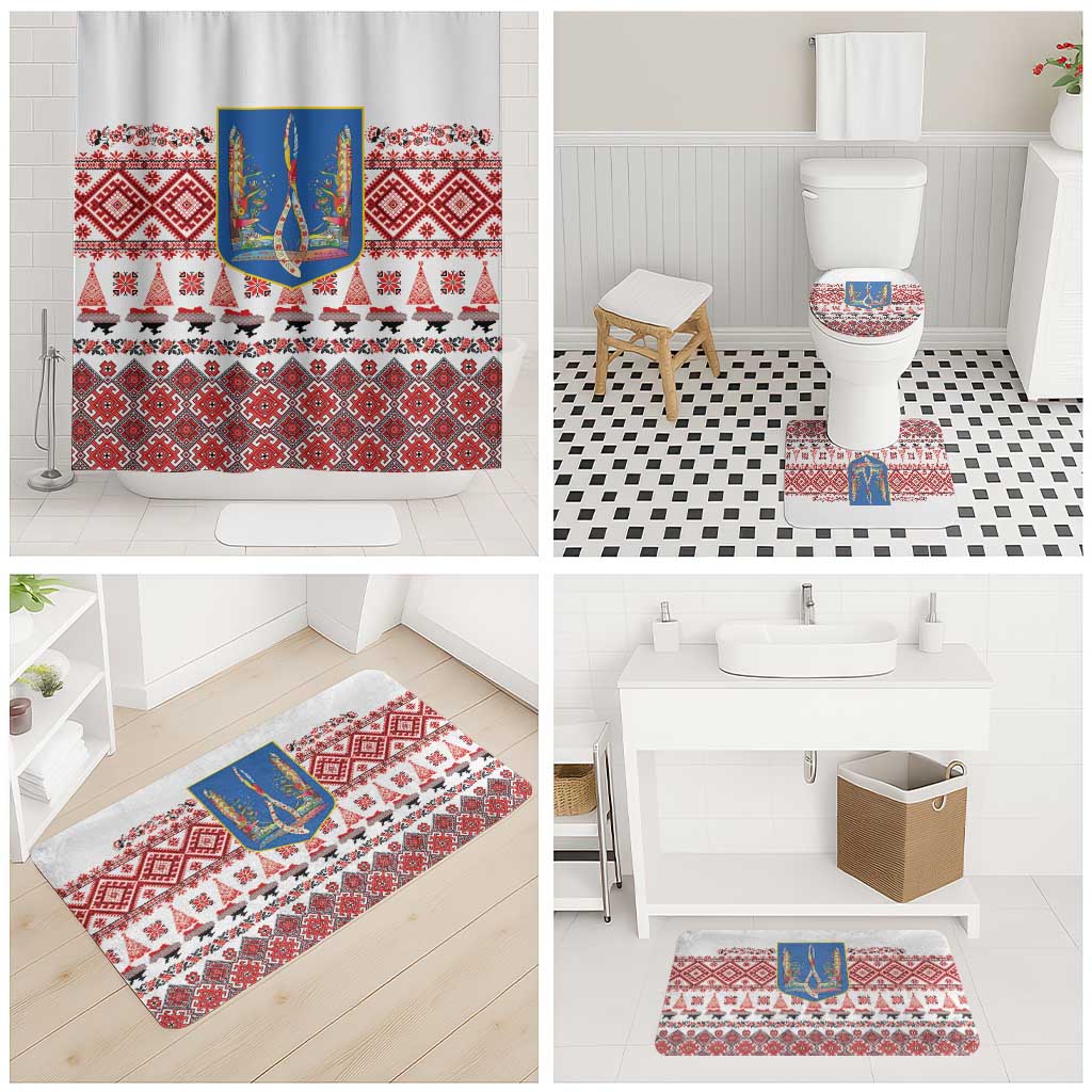 Ukraine Merry Christmas Bathroom Set Ukraine Emblem and Vyshyvanka Xmas Style - Wonder Print Shop