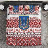 Ukraine Merry Christmas Bedding Set Ukraine Emblem and Vyshyvanka Xmas Style - Wonder Print Shop