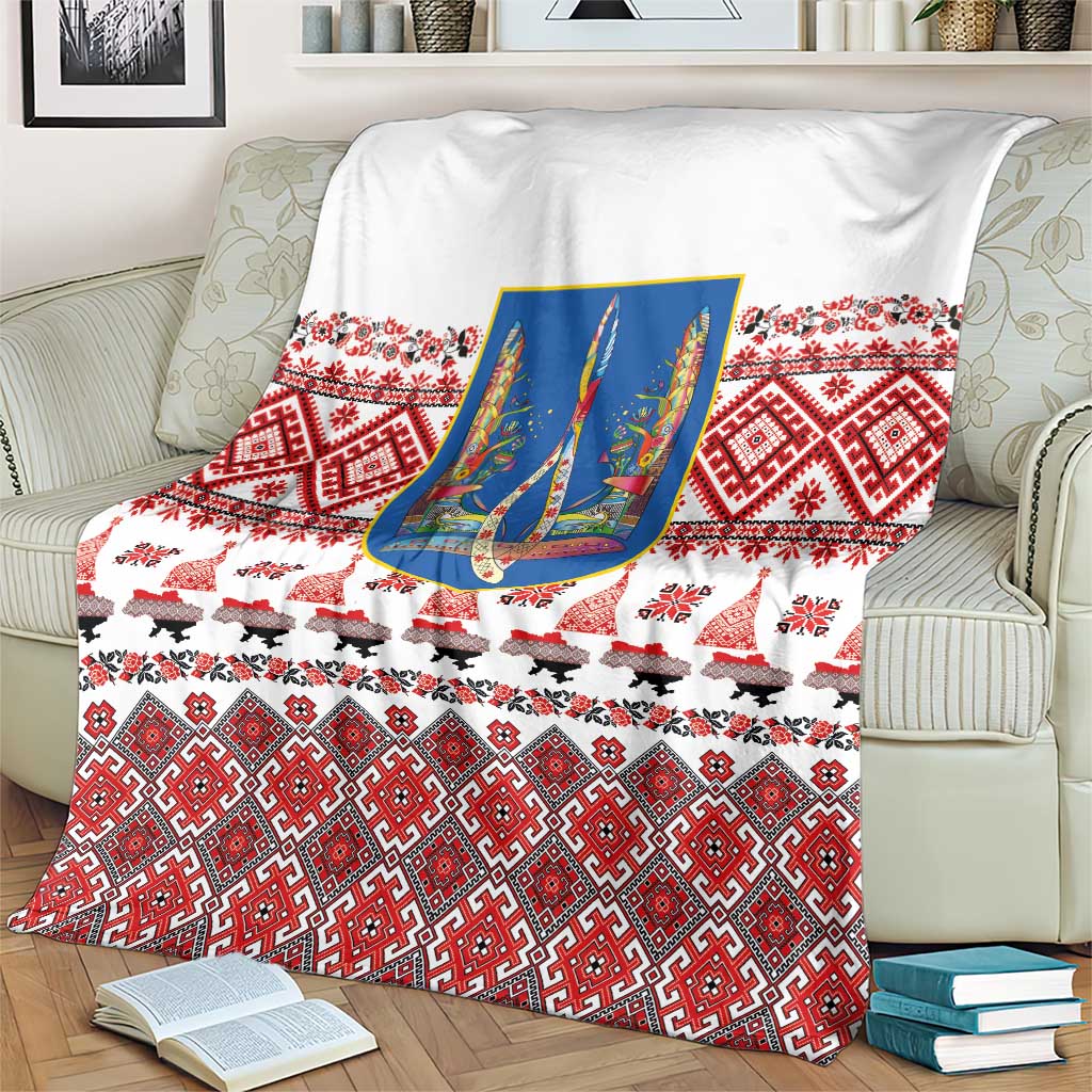 Ukraine Merry Christmas Blanket Ukraine Emblem and Vyshyvanka Xmas Style - Wonder Print Shop