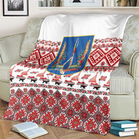 Ukraine Merry Christmas Blanket Ukraine Emblem and Vyshyvanka Xmas Style - Wonder Print Shop