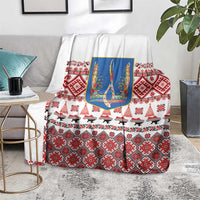 Ukraine Merry Christmas Blanket Ukraine Emblem and Vyshyvanka Xmas Style - Wonder Print Shop