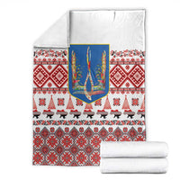 Ukraine Merry Christmas Blanket Ukraine Emblem and Vyshyvanka Xmas Style - Wonder Print Shop