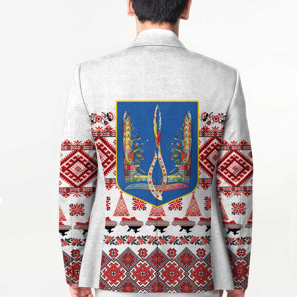 Ukraine Merry Christmas Blazer Ukraine Emblem and Vyshyvanka Xmas Style - Wonder Print Shop