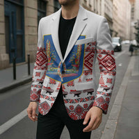 Ukraine Merry Christmas Blazer Ukraine Emblem and Vyshyvanka Xmas Style - Wonder Print Shop