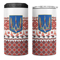 Ukraine Merry Christmas 4 in 1 Can Cooler Tumbler Ukraine Emblem and Vyshyvanka Xmas Style - Wonder Print Shop