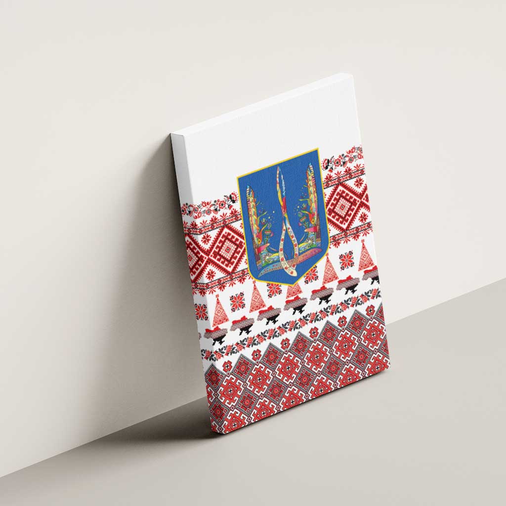 Ukraine Merry Christmas Canvas Wall Art Ukraine Emblem and Vyshyvanka Xmas Style - Wonder Print Shop
