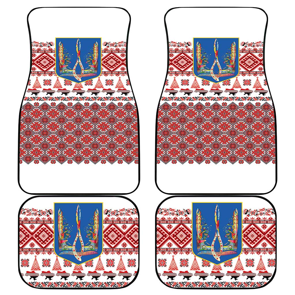Ukraine Merry Christmas Car Mats Ukraine Emblem and Vyshyvanka Xmas Style - Wonder Print Shop