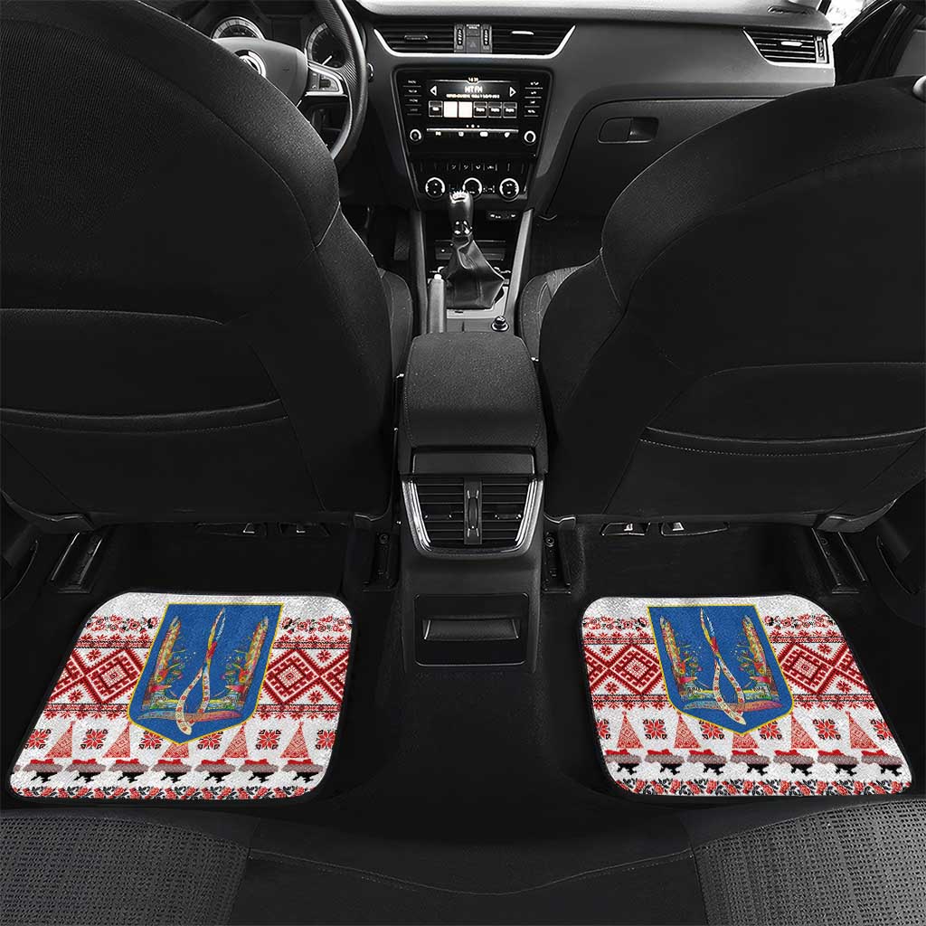 Ukraine Merry Christmas Car Mats Ukraine Emblem and Vyshyvanka Xmas Style - Wonder Print Shop