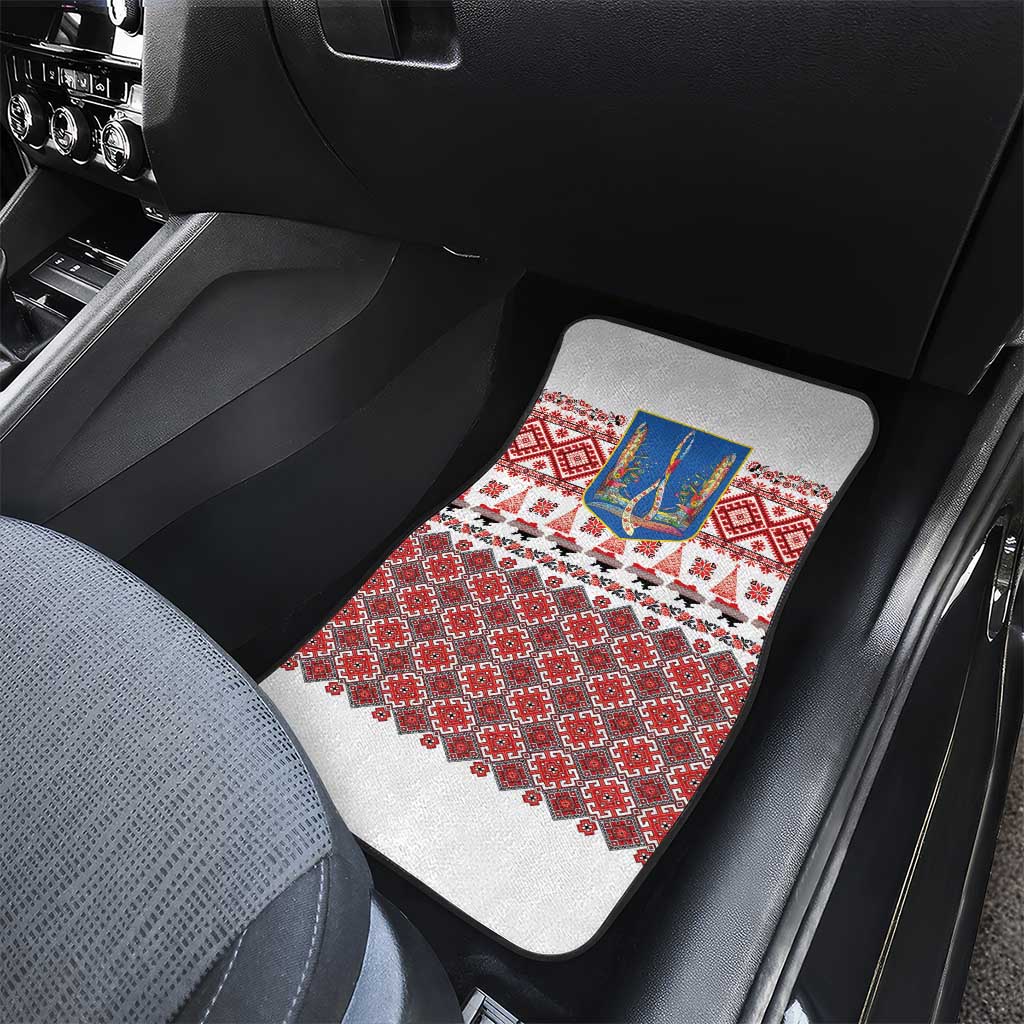 Ukraine Merry Christmas Car Mats Ukraine Emblem and Vyshyvanka Xmas Style - Wonder Print Shop