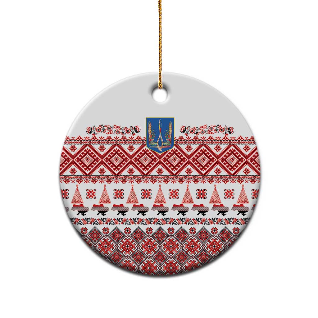 Ukraine Merry Christmas Ceramic Ornament Ukraine Emblem and Vyshyvanka Xmas Style - Wonder Print Shop