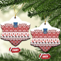 Ukraine Merry Christmas Ceramic Ornament Ukraine Emblem and Vyshyvanka Xmas Style - Wonder Print Shop
