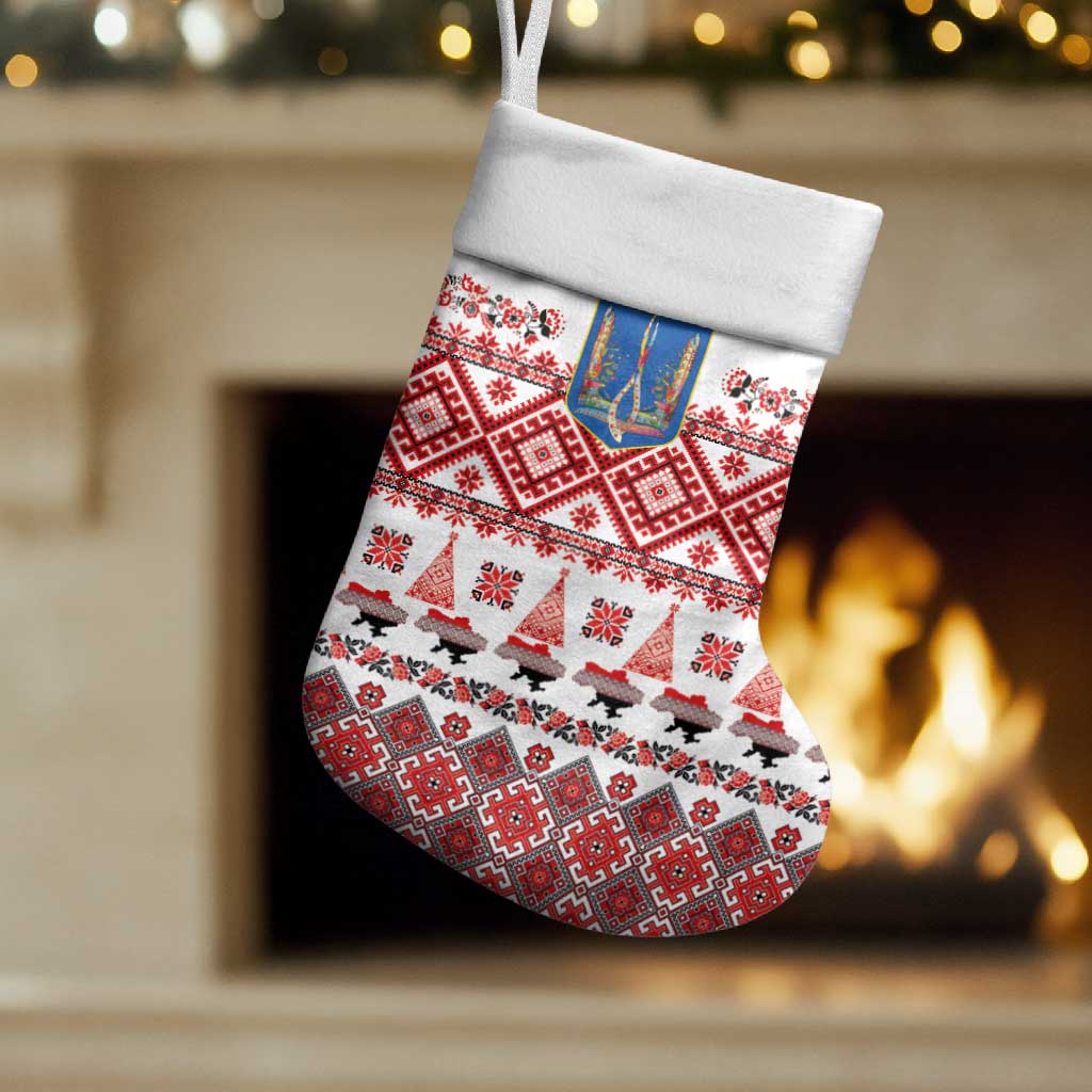 Ukraine Merry Christmas Stocking Ukraine Emblem and Vyshyvanka Xmas Style - Wonder Print Shop