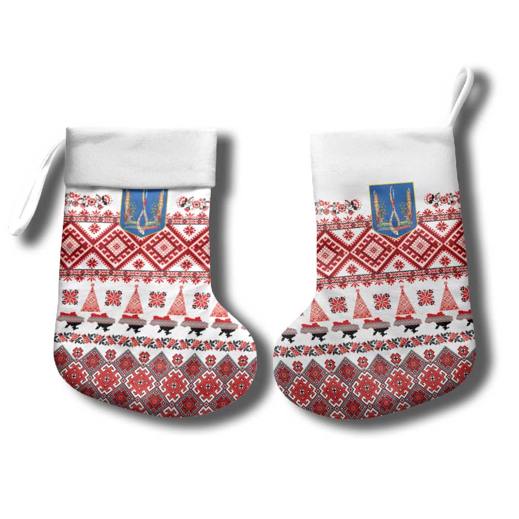 Ukraine Merry Christmas Stocking Ukraine Emblem and Vyshyvanka Xmas Style - Wonder Print Shop