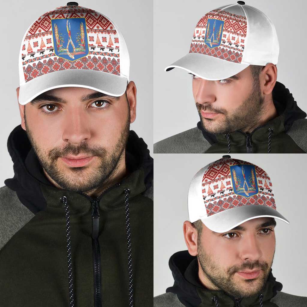 Ukraine Merry Christmas Classic Cap Ukraine Emblem and Vyshyvanka Xmas Style - Wonder Print Shop