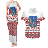 Ukraine Merry Christmas Couples Matching Tank Maxi Dress and Hawaiian Shirt Ukraine Emblem and Vyshyvanka Xmas Style - Wonder Print Shop