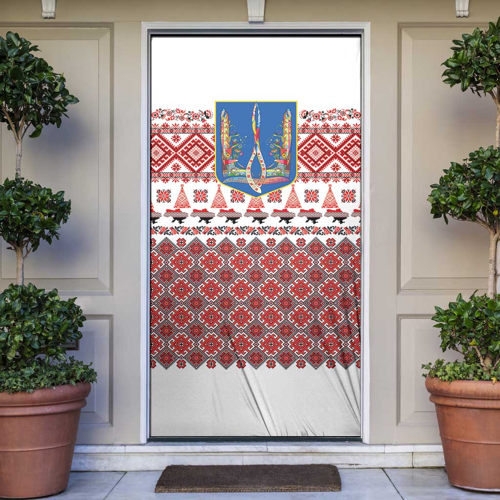 Ukraine Merry Christmas Door Cover Ukraine Emblem and Vyshyvanka Xmas Style - Wonder Print Shop