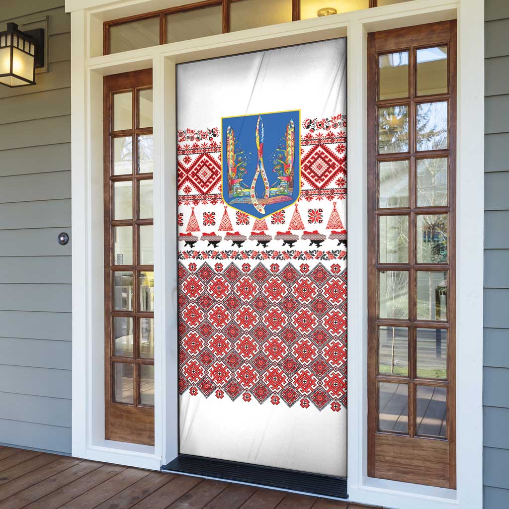 Ukraine Merry Christmas Door Cover Ukraine Emblem and Vyshyvanka Xmas Style - Wonder Print Shop