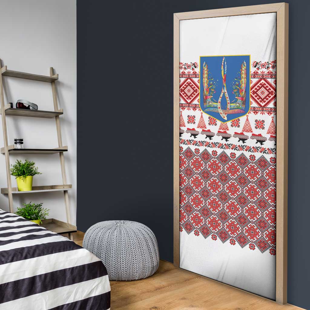 Ukraine Merry Christmas Door Cover Ukraine Emblem and Vyshyvanka Xmas Style - Wonder Print Shop