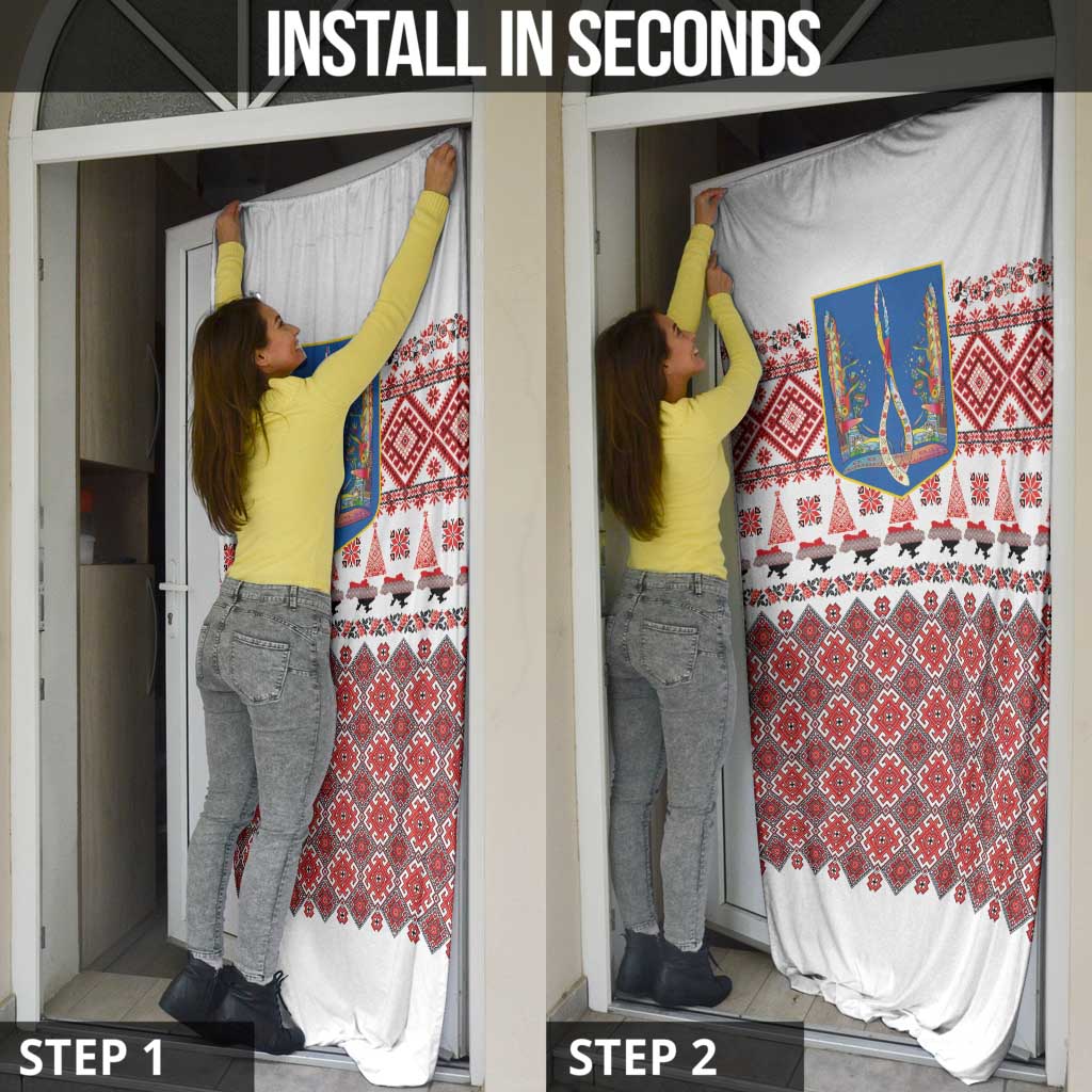 Ukraine Merry Christmas Door Cover Ukraine Emblem and Vyshyvanka Xmas Style - Wonder Print Shop