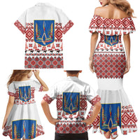 Ukraine Merry Christmas Family Matching Mermaid Dress and Hawaiian Shirt Ukraine Emblem and Vyshyvanka Xmas Style - Wonder Print Shop