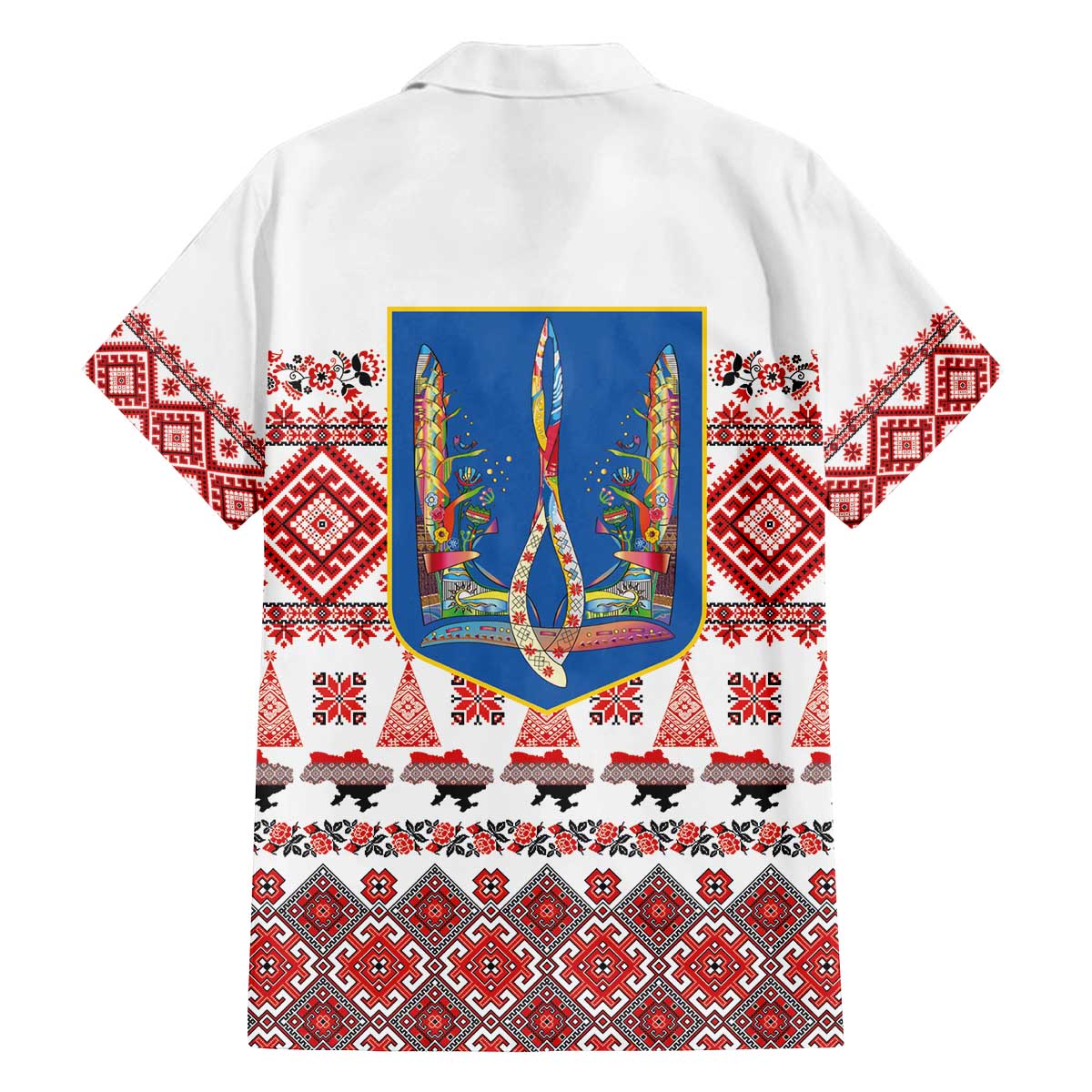 Ukraine Merry Christmas Family Matching Off The Shoulder Long Sleeve Dress and Hawaiian Shirt Ukraine Emblem and Vyshyvanka Xmas Style - Wonder Print Shop
