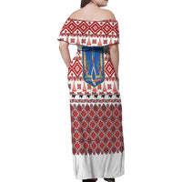 Ukraine Merry Christmas Family Matching Off Shoulder Maxi Dress and Hawaiian Shirt Ukraine Emblem and Vyshyvanka Xmas Style - Wonder Print Shop