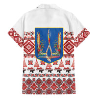 Ukraine Merry Christmas Family Matching Short Sleeve Bodycon Dress and Hawaiian Shirt Ukraine Emblem and Vyshyvanka Xmas Style - Wonder Print Shop