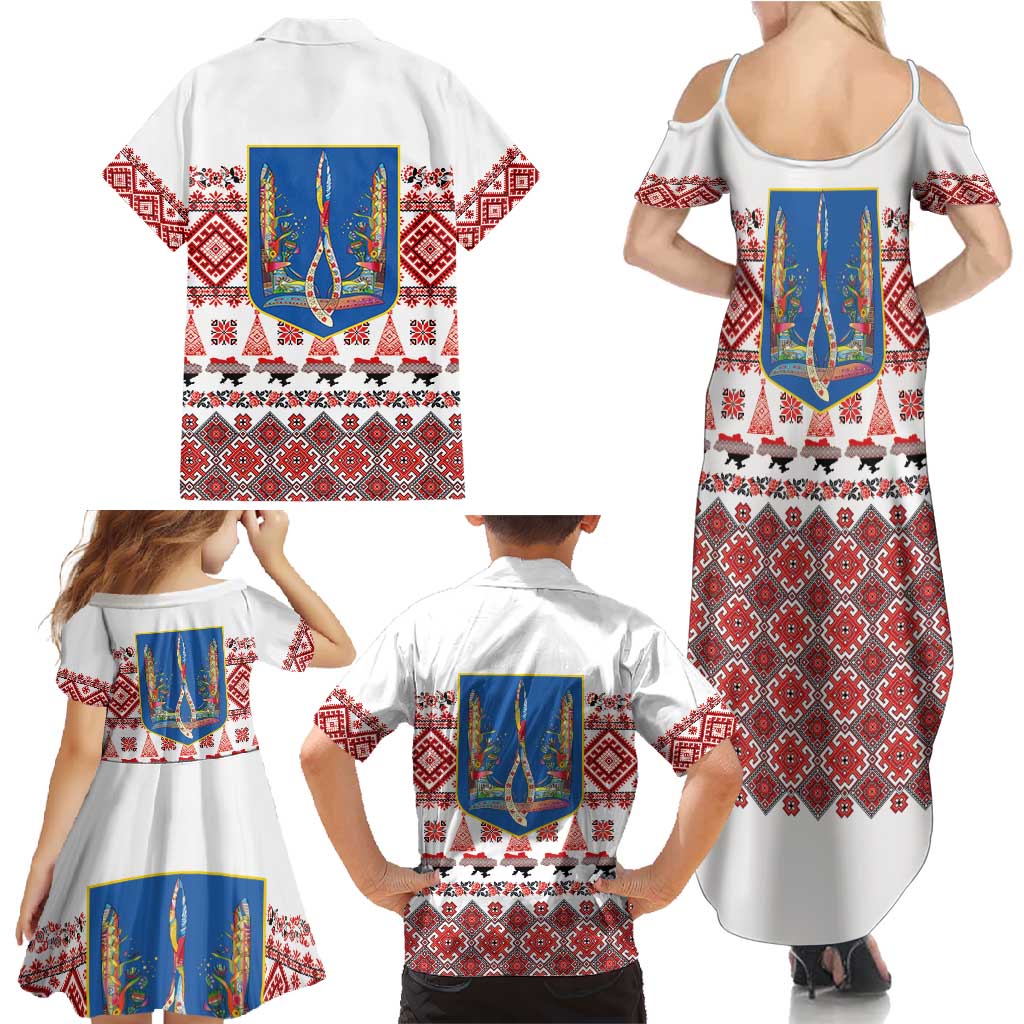 Ukraine Merry Christmas Family Matching Summer Maxi Dress and Hawaiian Shirt Ukraine Emblem and Vyshyvanka Xmas Style - Wonder Print Shop