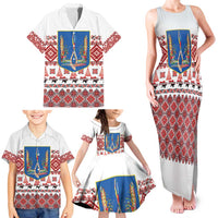 Ukraine Merry Christmas Family Matching Tank Maxi Dress and Hawaiian Shirt Ukraine Emblem and Vyshyvanka Xmas Style - Wonder Print Shop
