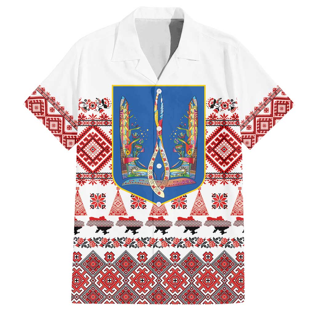 Ukraine Merry Christmas Family Matching Tank Maxi Dress and Hawaiian Shirt Ukraine Emblem and Vyshyvanka Xmas Style - Wonder Print Shop