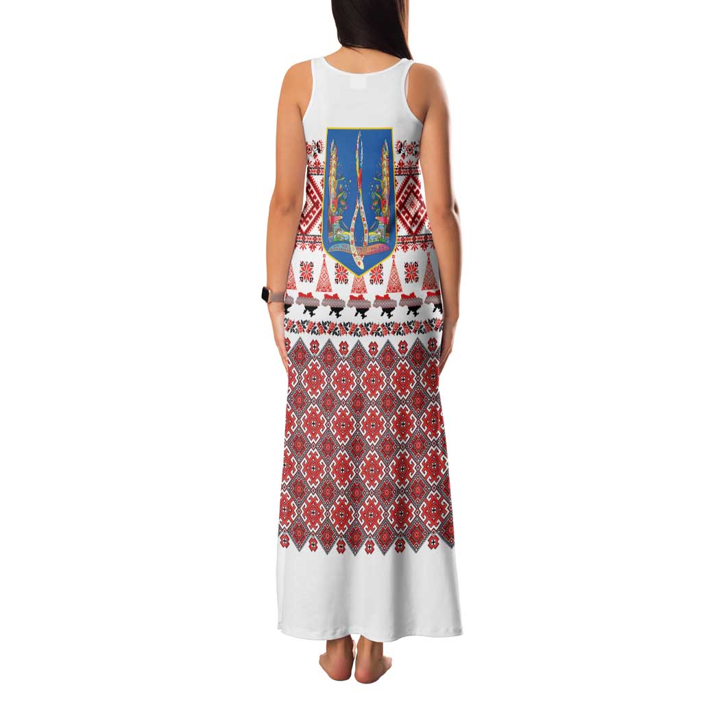 Ukraine Merry Christmas Family Matching Tank Maxi Dress and Hawaiian Shirt Ukraine Emblem and Vyshyvanka Xmas Style - Wonder Print Shop