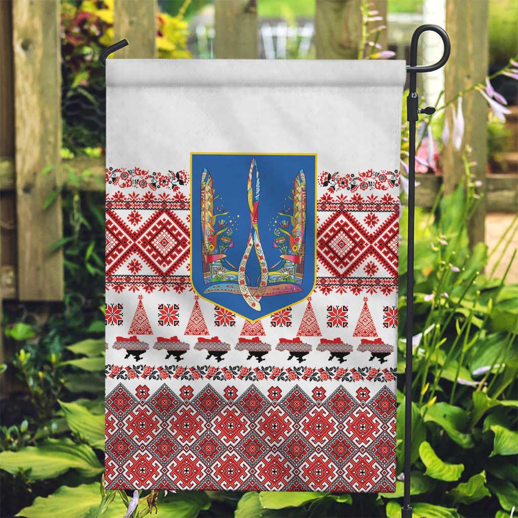 Ukraine Merry Christmas Garden Flag Ukraine Emblem and Vyshyvanka Xmas Style - Wonder Print Shop