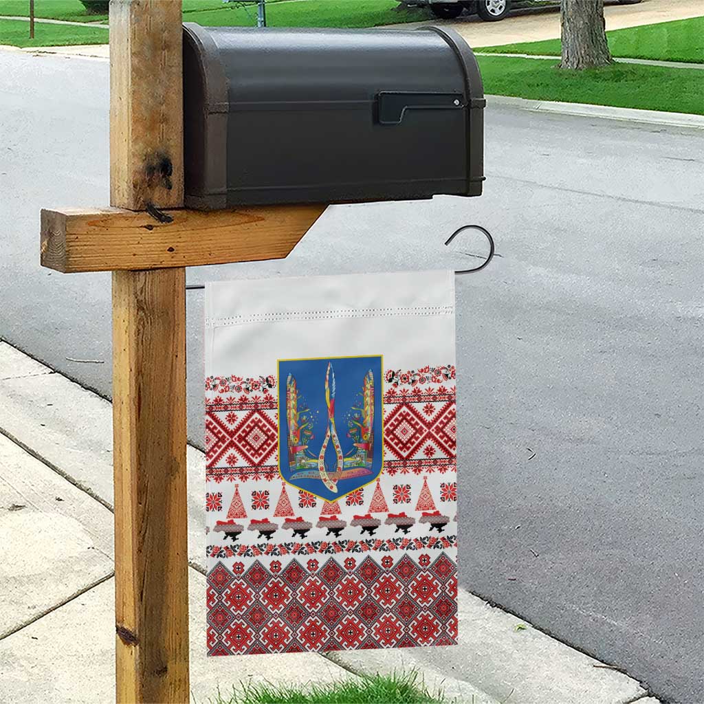 Ukraine Merry Christmas Garden Flag Ukraine Emblem and Vyshyvanka Xmas Style - Wonder Print Shop