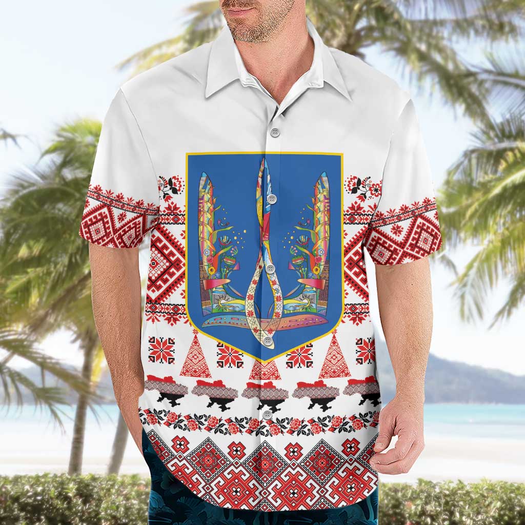 Ukraine Merry Christmas Hawaiian Shirt Ukraine Emblem and Vyshyvanka Xmas Style - Wonder Print Shop