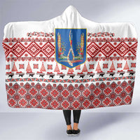 Ukraine Merry Christmas Hooded Blanket Ukraine Emblem and Vyshyvanka Xmas Style - Wonder Print Shop