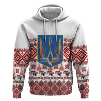 Ukraine Merry Christmas Hoodie Ukraine Emblem and Vyshyvanka Xmas Style - Wonder Print Shop