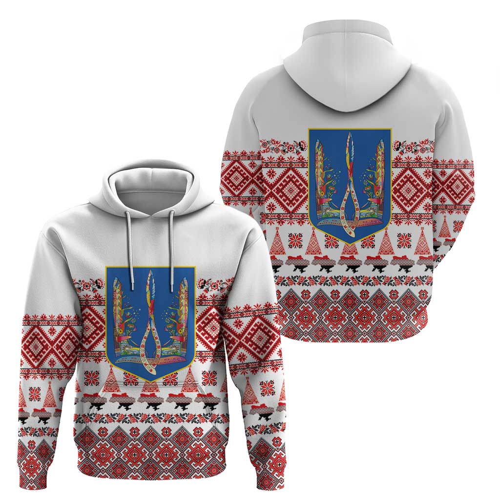 Ukraine Merry Christmas Hoodie Ukraine Emblem and Vyshyvanka Xmas Style - Wonder Print Shop