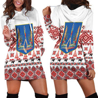 Ukraine Merry Christmas Hoodie Dress Ukraine Emblem and Vyshyvanka Xmas Style - Wonder Print Shop