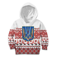 Ukraine Merry Christmas Kid Hoodie Ukraine Emblem and Vyshyvanka Xmas Style - Wonder Print Shop