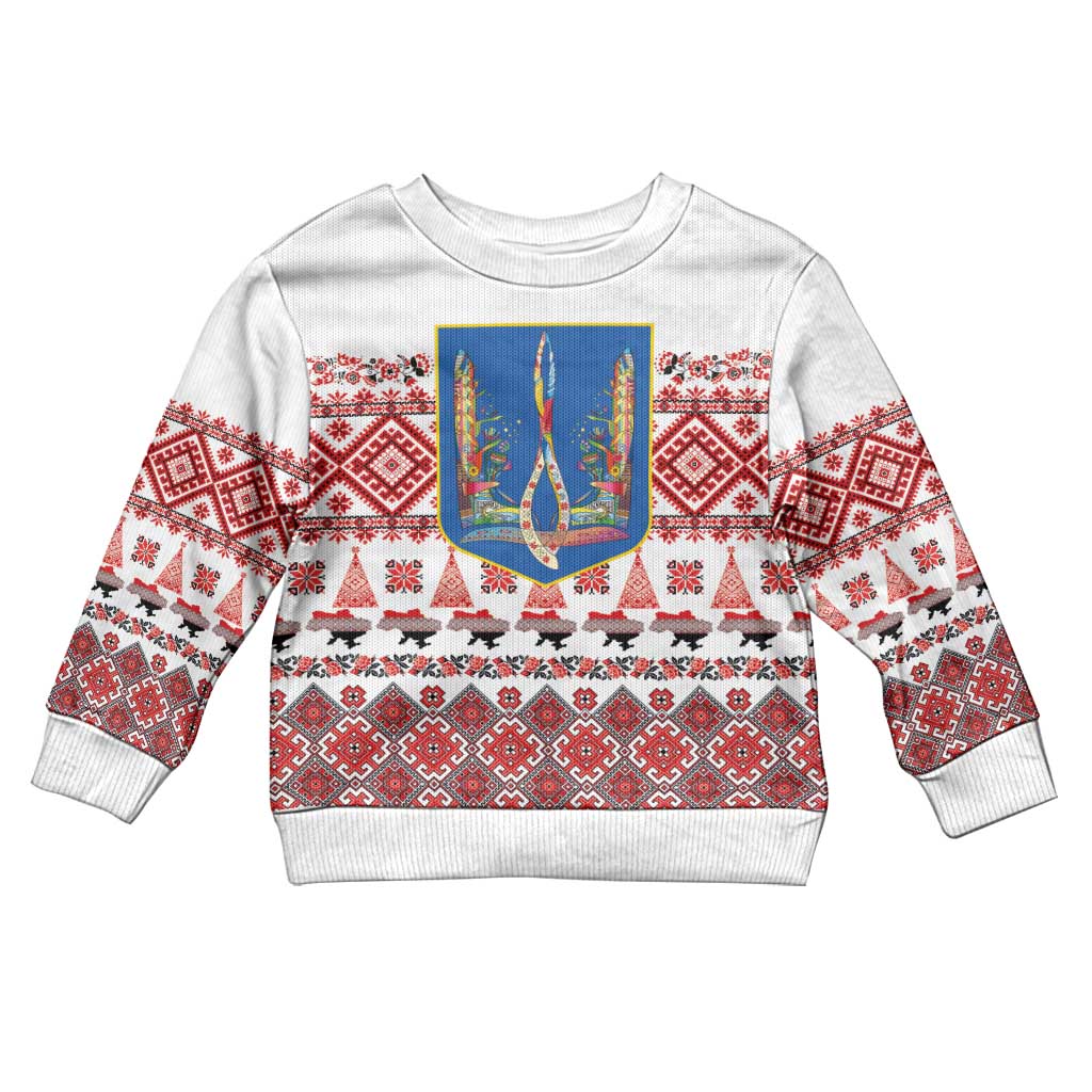 Ukraine Merry Christmas Kid Ugly Christmas Sweater Ukraine Emblem and Vyshyvanka Xmas Style - Wonder Print Shop
