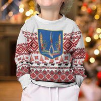 Ukraine Merry Christmas Kid Ugly Christmas Sweater Ukraine Emblem and Vyshyvanka Xmas Style - Wonder Print Shop