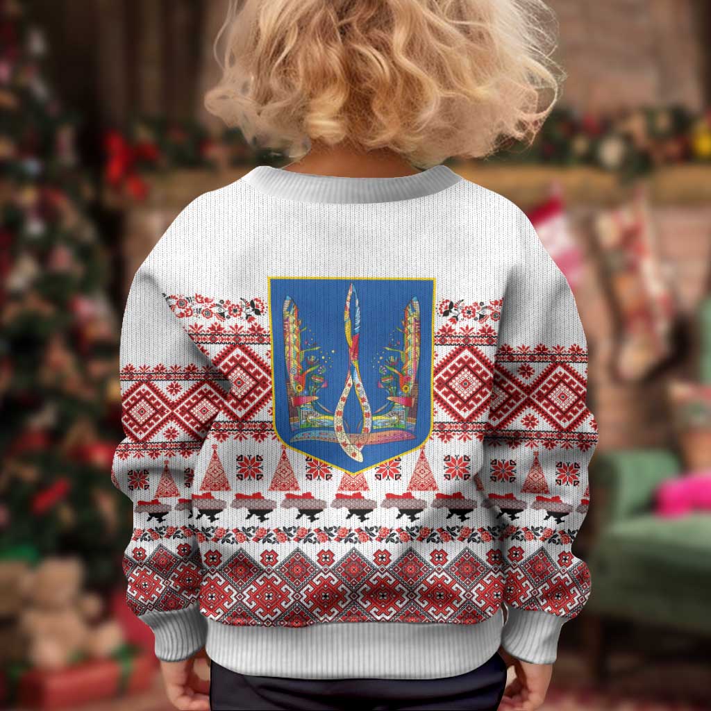 Ukraine Merry Christmas Kid Ugly Christmas Sweater Ukraine Emblem and Vyshyvanka Xmas Style - Wonder Print Shop
